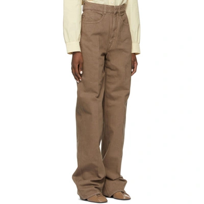 Shop Lemaire Ssense Exclusive Brown Garment-dyed Jeans In 420 Tobacco