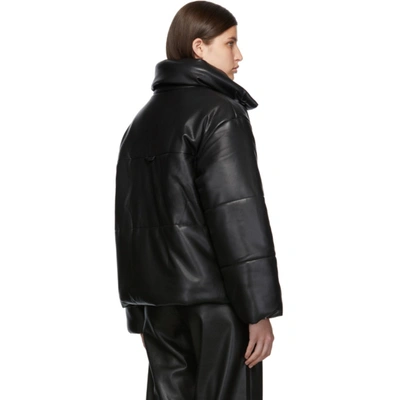 Shop Nanushka Black Hide Puffer Vegan Leather Jacket