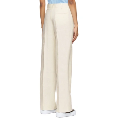 Shop Fendi Off-white Linen Trousers In F1don Whit