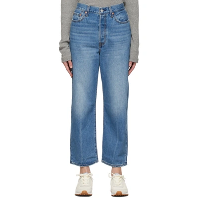 Shop Levi's Blue Ribcage Straight Ankle Jeans In At The Read