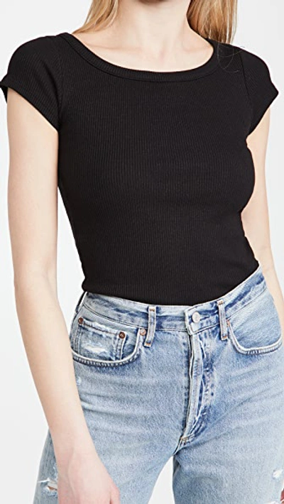 Shop Agolde 90's Scoop Neck Fitted Rib Tee In Black