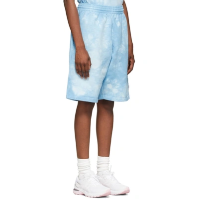 Shop Martine Rose Blue Dye Barambo Shorts In Mr061 Light Blue
