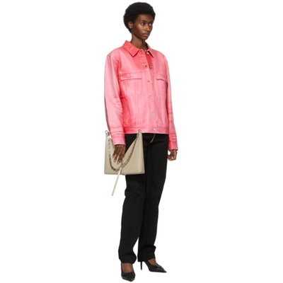 Shop Givenchy Pink Denim Shiny Polished Jacket