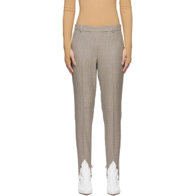 Shop Givenchy Brown Wool Check Stirrup Trousers In 103 Natural/brown