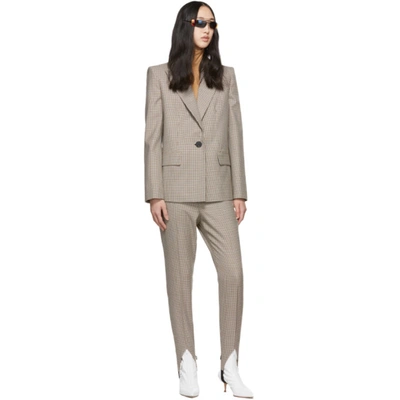 Shop Givenchy Brown Wool Check Stirrup Trousers In 103 Natural/brown