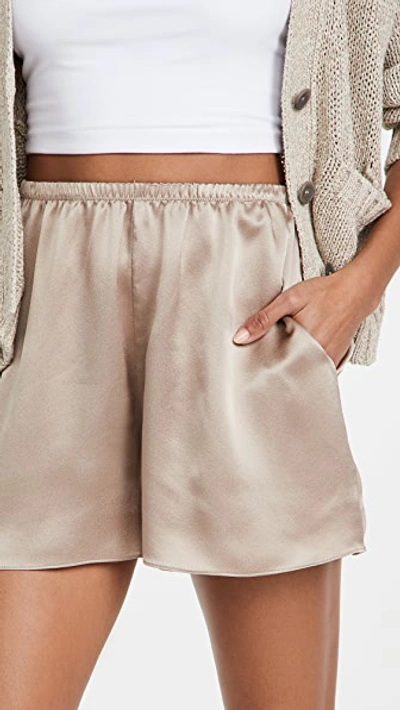 Shop Vince Satin Pull On Shorts In Smokey Quartz