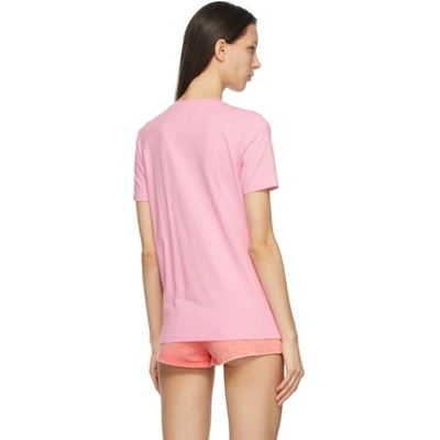 Shop Balmain Pink Crystal Logo T-shirt In 4ki Rose