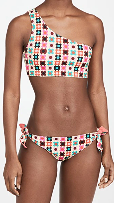 Shop La Doublej Reversible Goddess Bikini Top In Groovy Dot Giallo