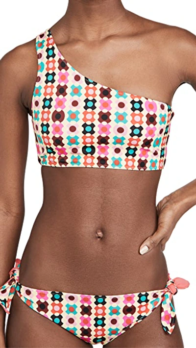 Shop La Doublej Reversible Goddess Bikini Top In Groovy Dot Giallo