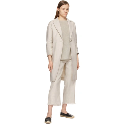 Shop 's Max Mara Beige Linen Francia Trousers In 027 Ecru