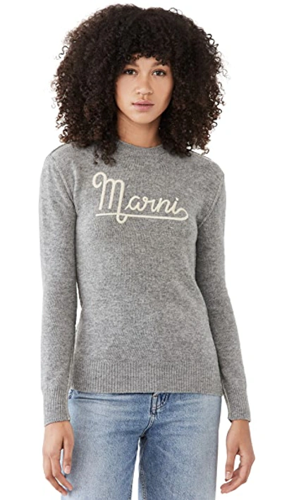 Shop Marni Roundneck Sweater In Inox