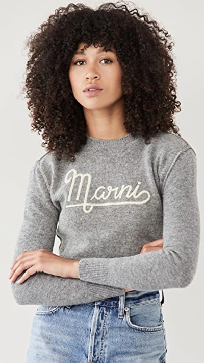 Shop Marni Roundneck Sweater In Inox