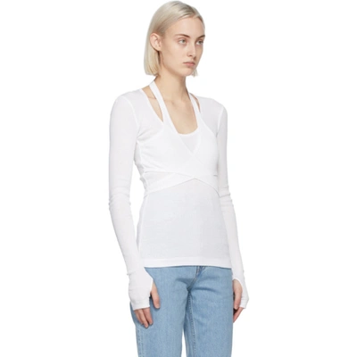 Shop Helmut Lang White Wrap Long Sleeve T-shirt In Vo2 Chalk White