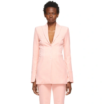 Shop Alexander Wang Pink Peak Lapel Shirt Blazer In 691 Quartz Pink