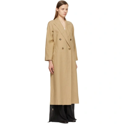 Shop Max Mara Tan Linen Duster Coat In 007 Camel