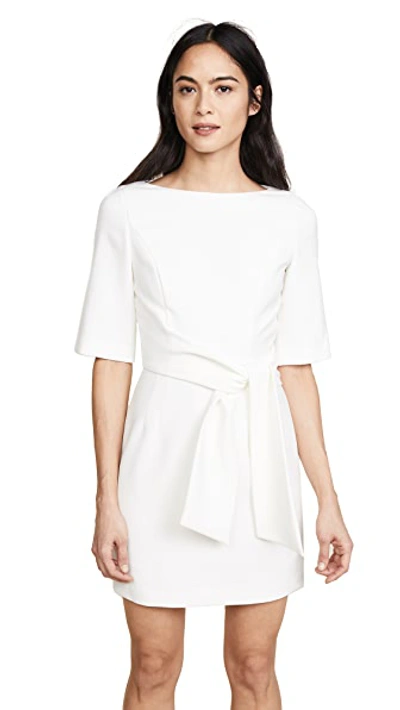 Shop Alice And Olivia Virgil Boat Neck Wrap Dress Off White