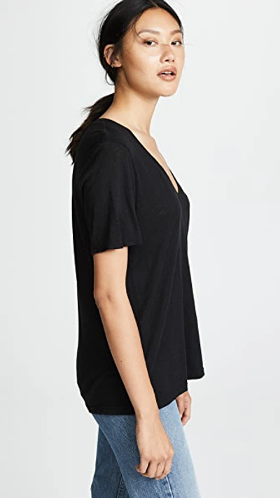 Splendid Cotton Modal Slub V Tee In Black