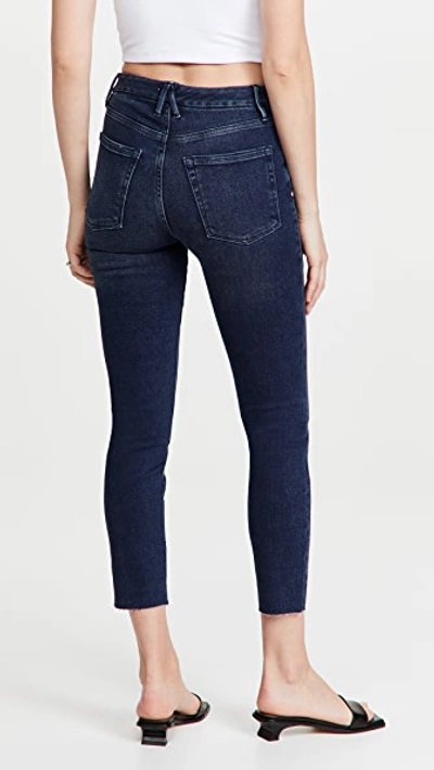 Shop Good American Good Legs Crop Raw Hem Jeans In Blue660