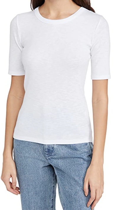 Shop Vince Elbow Sleeve Crew Tee In Optic White