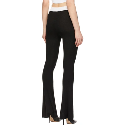 Shop Balmain Black & White Cashmere Rib Knit Lounge Pants In Eab Noir/blanc