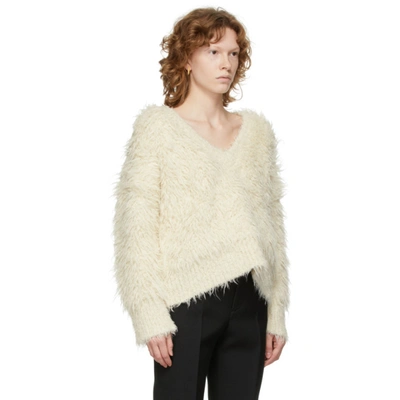 Shop Bottega Veneta Off-white Alpaca Shag Sweater In 9317 Dove