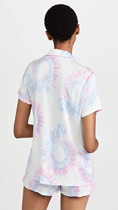 Shop Splendid Short Sleeve Notch Collar Pj Set In Burst Tie-dye