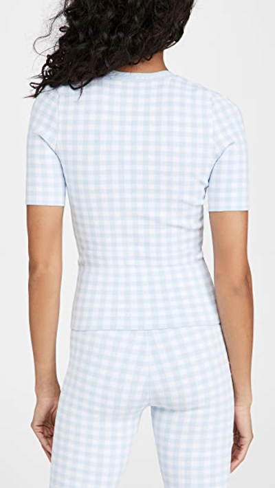 Shop Alexander Wang T Gingham Bodycon Top In Oxford Blue/white