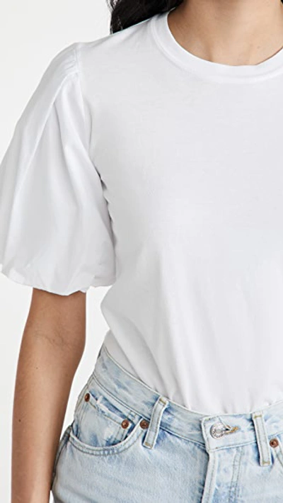 Shop Jonathan Simkhai Standard Denise Cotton Puff Sleeve Top In White