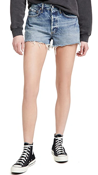 Shop Agolde Parker Vintage Cutoff Shorts In Swapmeet Dark