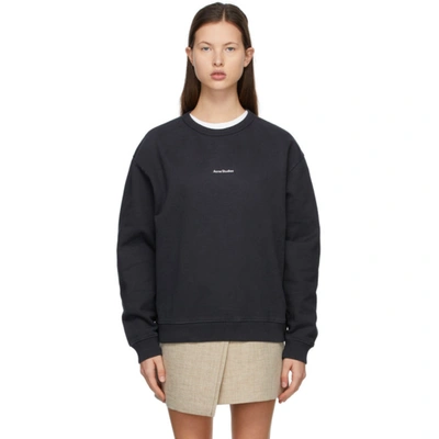 Shop Acne Studios Black Fleece Logo Sweatshirt In 900 Black