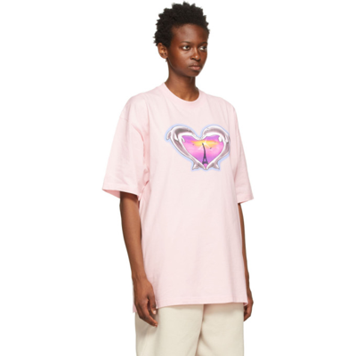 Shop Vetements Pink Dolphins Heart Logo T-shirt In Baby Pink