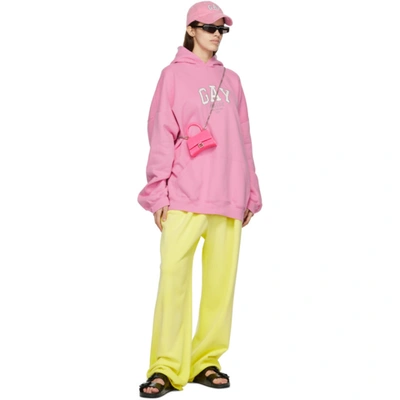 Shop Balenciaga Pink 'pride' Boxy Hoodie In 0586 Pink/white/grey