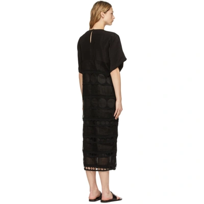 Shop Loewe Black Linen Embroidered Dress In 1100 Black