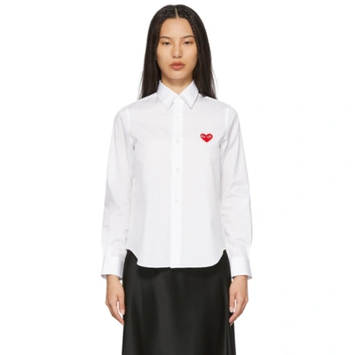 Shop Comme Des Garçons Play White Heart Patch Shirt