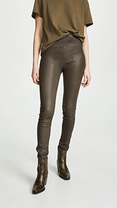 Shop Sprwmn Leather Leggings Army