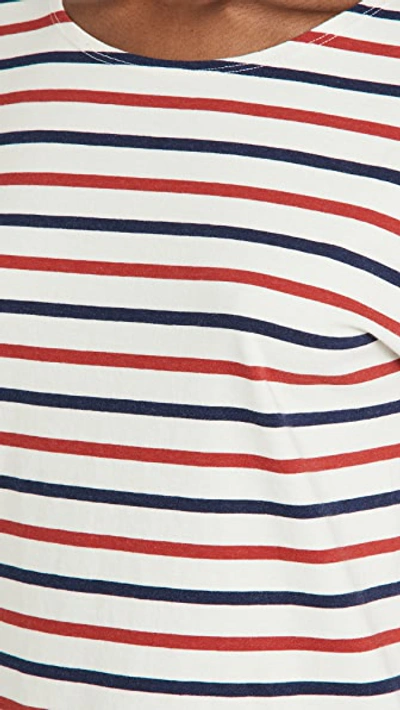 Shop Nili Lotan Arlette Long Sleeve Shirt In Navy/red/natural Stripe