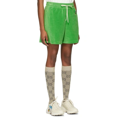 Shop Gucci Green Chenille Shorts In 3231 Green