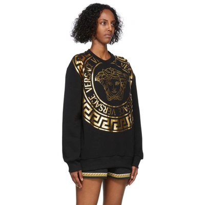 Shop Versace Black & Gold Medusa Logo Sweatshirt In 2b130 Black Gold