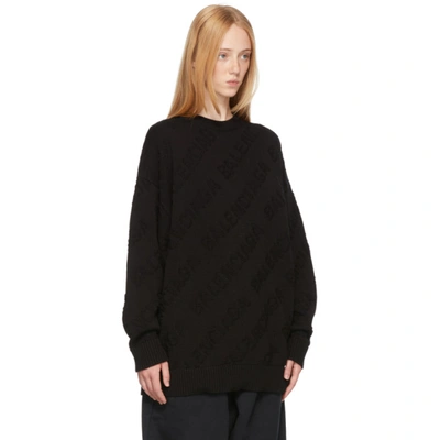 Shop Balenciaga Black Logo Sweater In 1000 Black