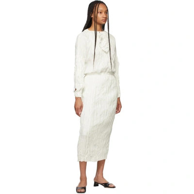 Shop Totême Off-white Silk Crinkled Slip Skirt
