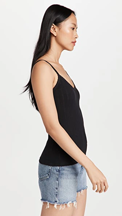 Leset Pointelle Knit Tank Top And Shorts Set In Black