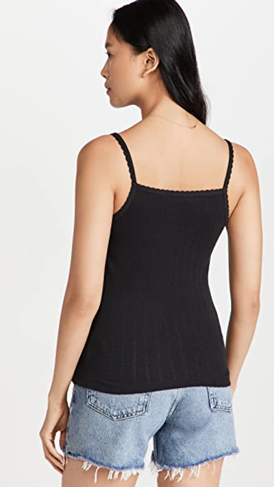 Leset Pointelle Knit Tank Top And Shorts Set In Black