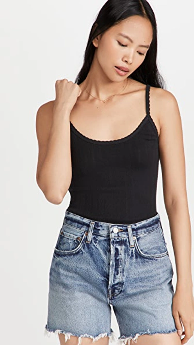 Leset Pointelle Knit Tank Top And Shorts Set In Black