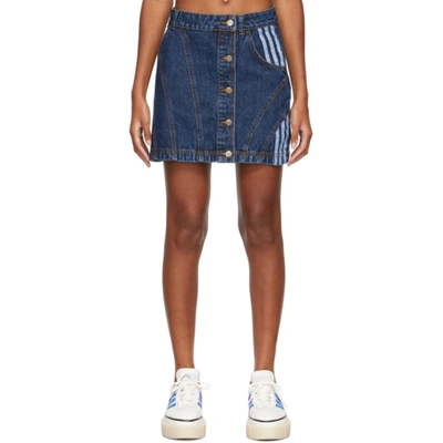 Shop Adidas X Ivy Park Indigo Denim Skirt In Dark Denim