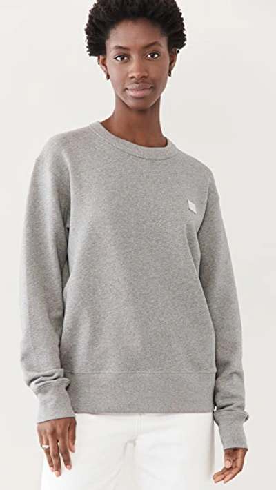 Shop Acne Studios Crew Neck Sweatshirt In Light Grey Melange