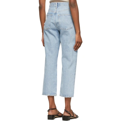 Shop Agolde Blue '90s Crop Mid-rise Loose Fit Jeans In Replica