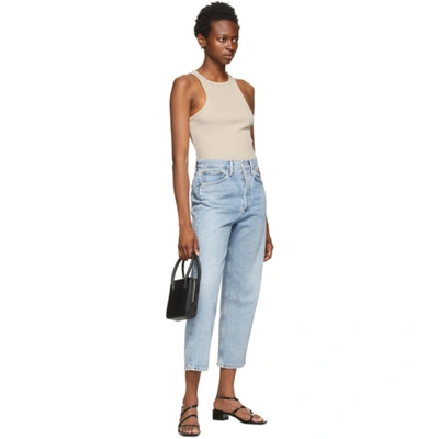 Shop Agolde Blue '90s Crop Mid-rise Loose Fit Jeans In Replica