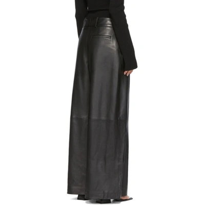 Shop Khaite Black Leather 'the Maarte' Trousers In 200 Black