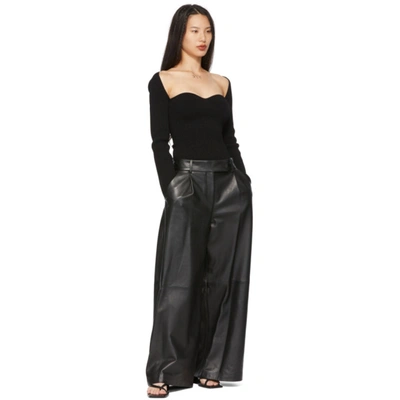 Shop Khaite Black Leather 'the Maarte' Trousers In 200 Black