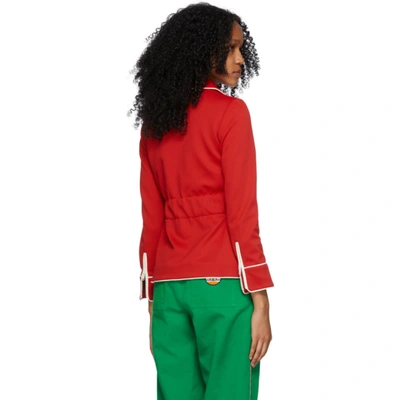 Shop Gucci Red Jersey Interlocking G Jacket In 6127 Intensive Red/m